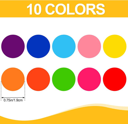 3500 Pieces Dot Stickers, 3/4 inch Color Coding Labels, 10 Color Circle Price Stickers for Office Classroom Student