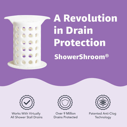 ShowerShroom the Revolutionary 2" Stand-Up Shower Stall Drain Protector Hair Catcher/Strainer, Blue