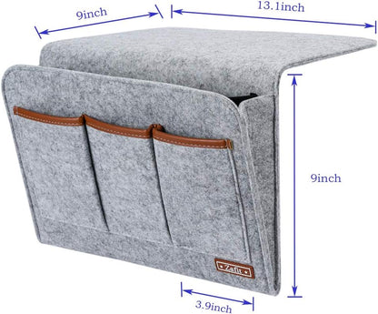 Zafit Bedside Caddy, Large Size Bedside Storage Organizer Bedside Organizer Caddy for Magazine Remotes Phone (13.4'' x 18.1'' Plus Size, Dark Grey)