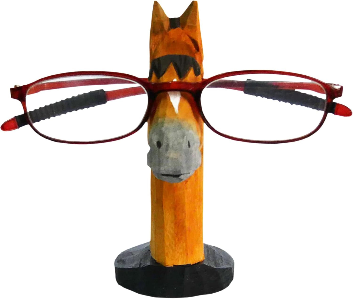 Red Dollar Handmade Wood Carved Animal Eyeglass Holder, Cute Sunglasses Display Stand, Nightstand Home Office Desk Decor, Christmas Holiday New Year Business Gift for Men Women Adults (Dog)