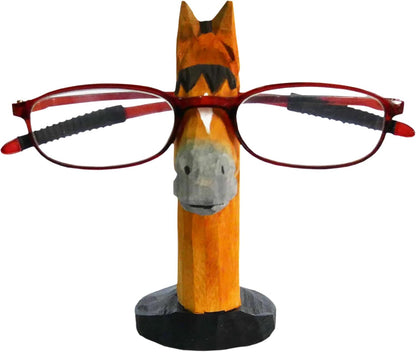 Red Dollar Handmade Wood Carved Animal Eyeglass Holder, Cute Sunglasses Display Stand, Nightstand Home Office Desk Decor, Christmas Holiday New Year Business Gift for Men Women Adults (Dog)