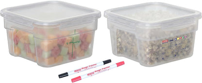 2 Pack 18 QT BPA-Free Translucent Polypropylene Airtight Food Storage Containers, Labeling Area, Stackable Bulk Storage for Flour, Rice, Sugar & Pet Food