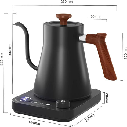 Gooseneck Electric Kettle, White, 0.9L | ±1℉ Temperature Control, 304 Stainless Steel, Ultra-Quiet, Auto Boil Detection, 8 Safety Protections & Memory Function