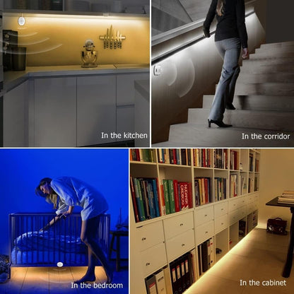 5 Feet Motion Activated Strip Lights, Plug-in LED Night Lights Waterproof for Bed, Kitchen, Stair (Warm White)