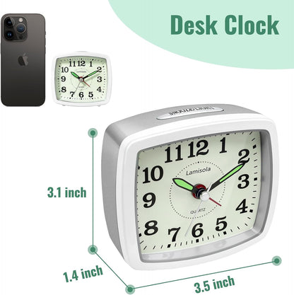 Lamisola Analog Travel Alarm Clock for Bedroom, Small Desk Clock Black