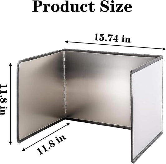 3 Sided Splatter Guard Stainless Steel Foldable Grease Splatter Screen for Frying Pan, Nonstick & Heat Resistant Stove Top Shield, Stops Oil Splashes for Safer Cooking