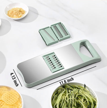 NACOLUS 6-Blade Mandoline Slicer for Kitchen,Handheld Vegetable Slicer | stainless steel surface,straight slicer 1/3mm,shredder 2/3mm,waffle fry cutter,grater,finger-safe hand guard,garlic slicer