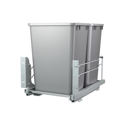 Rev-A-Shelf Double Pullout Trash Can w/Soft-Close Slides, 14.5" Min Opening | Large Capacity Garbage/ Recycling Waste Bins for Under Kitchen Cabinets, Heavy Gauge Wire Construction, 53WC-1835SCDM-211