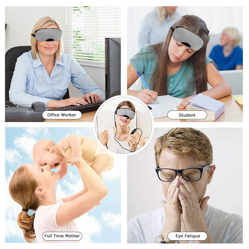 Heated Eye Mask for Dry Eyes with Cooling, Electric USB Warm Compress with Adjustable Temperature & Auto-Off Timer, Professional for Blepharitis Eyes & Stress Relief Suitable for Travel & Gifts