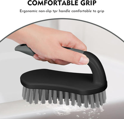 SetSail Scrub Brush, Heavy-Duty Scrub Brushes for Cleaning with Stiff Bristles Cleaning Brush for Shower, Bathroom, Carpet, Kitchen and Bathtub Scrubber - 2 Pack | Durable Bristles Ergonomic Non-Slip Tpr Grip. U-Style Hanging Loop for Storage. Use for