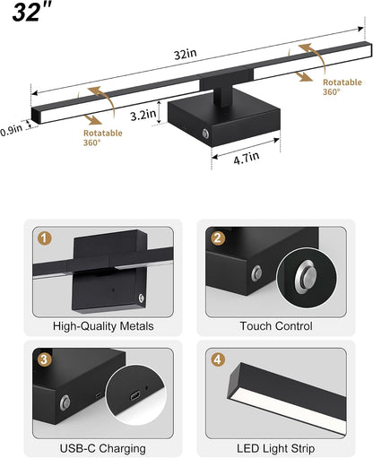 Rayogale Black Battery Operated Wall Sconce with Remote Control 8000mAh