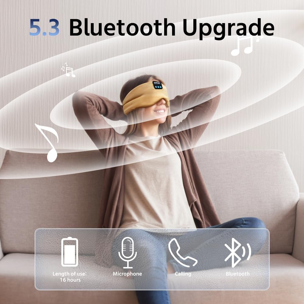 Sleep Mask Bluetooth 5.4 Headphones Soft Wireless Headband Eye Mask Blackout with Microphone (Emerald)