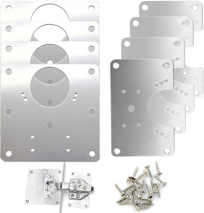 8 PCS Cabinet Hinge Repair Plate, Stainless Steel Hinge Replacement Kit, Stainless Steel Door Hinge Plate, Hinges Repair Board, Cabinet Fixing Plate Bracket with Mounting Screws for Kitchen Cabinet