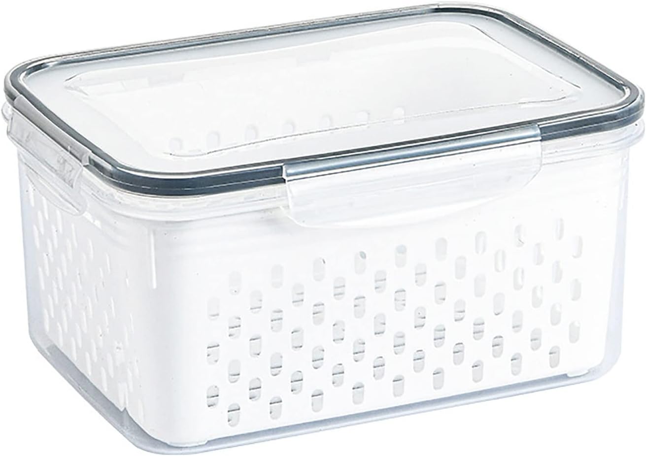 Fruit Storage Container for Fridge, Vegetable Produce Storage Saver Containers with Lid for Refigerator, Food Storage Containers with Colander, Plastic Fresh Keeper for Fruit Vegetable(1750ML)