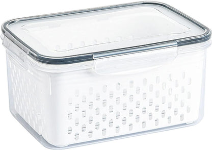 Fruit Storage Container for Fridge, Vegetable Produce Storage Saver Containers with Lid for Refigerator, Food Storage Containers with Colander, Plastic Fresh Keeper for Fruit Vegetable(1750ML)