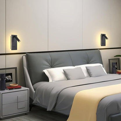 MOLUOLA LED Wall Lamp Wall Mounted Reading Lights, Adjustable Headboard Plug in Wall Sconce with USB C+A Ports, Headboard Bedside Lamp with 9W+3W Night Light 3000K (White)