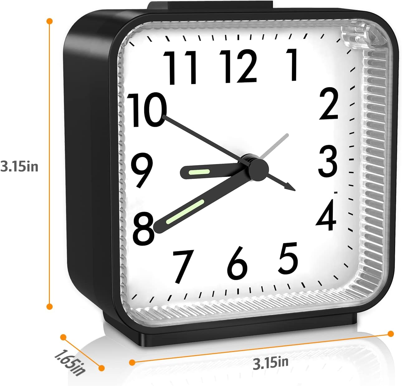 Analog Alarm Clock, Bedside Clocks Battery Powered, Silent Non Ticking Travel Clock with Night Light, Snooze, Easy Set, Clock for Heavy Sleepers Kids Elder Travel Bedroom Office, Pink