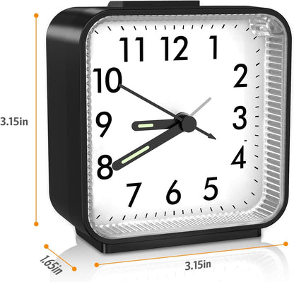 Analog Alarm Clock, Bedside Clocks Battery Powered, Silent Non Ticking Travel Clock with Night Light, Snooze, Easy Set, Clock for Heavy Sleepers Kids Elder Travel Bedroom Office, Pink