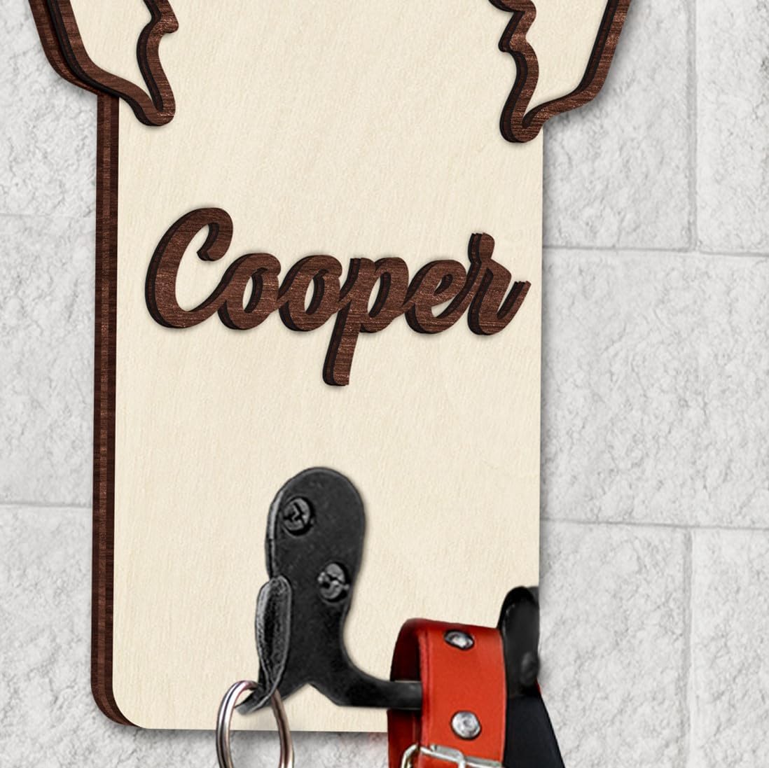 Dog Leash Holder Wall Mount, Pet Harness Hanger with Scrabble Letters, Dog Collar Organizer for Entryway, Memorial Cat Leash Holder for Wall, Pet Loss Gifts, Keepsake, Home Decor PF212-NAT
