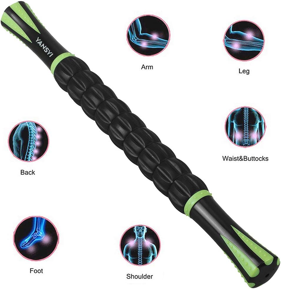 YANSYI Professional 9-Roller Deep Tissue Massage Stick - Portable Muscle Recovery Roller for Athletes, Relieves Post-Workout Soreness & Leg/Back Pain - Portable Physio Tool (Blue 1)
