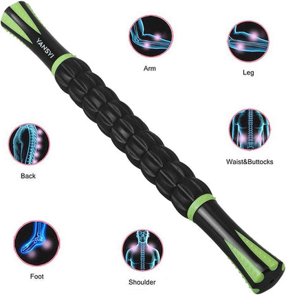 YANSYI Professional 9-Roller Deep Tissue Massage Stick - Portable Muscle Recovery Roller for Athletes, Relieves Post-Workout Soreness & Leg/Back Pain - Portable Physio Tool (Blue 1)