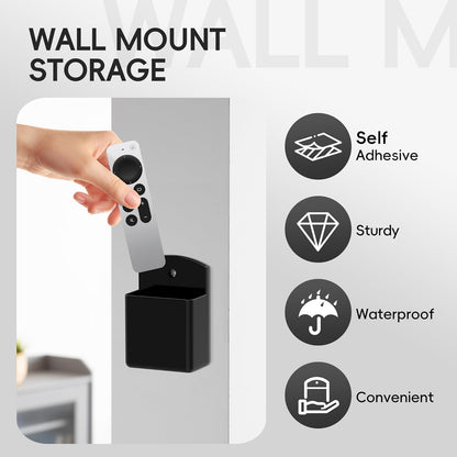 DRQ 2-Pack Remote Control Holder, Adhesive Wall-Mount Remote Holder, Black | TV controller organizer doubles as a wall pen holder for desk accessories and small-item storage at home, office, or school.