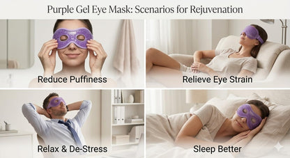 Cooling Gel Eye Mask for Puffy Eyes & Migraine Relief – Reusable Hot & Cold Therapy Mask for Sinus Pressure, Dark Circles, Headache Relief (Purple)