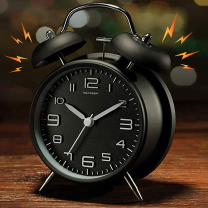 Peakeep Loud Alarm Clock for Heavy Sleepers Adults, Metal 4.5 Inches | Twin Bell Battery Operated Analog Alarm Clocks for Bedrooms Kids' Room Decoration (Jewel Blue)