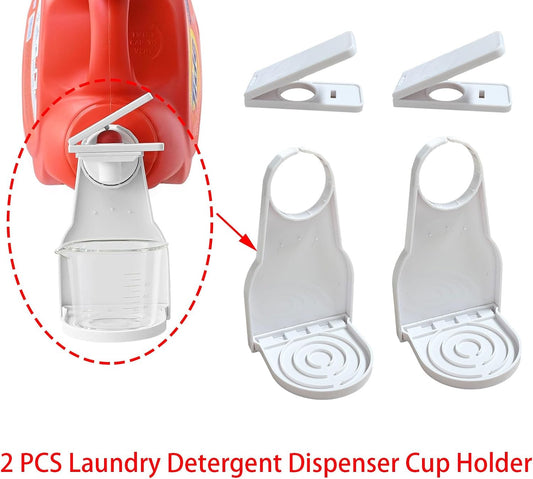 2 Sets Laundry Detergent Dispenser Cup Holder, Laundry Detergent Cup Holder with Drain, Holder Compatible with Tide, Arm Hammer, Xtra, All, Purex, Persil