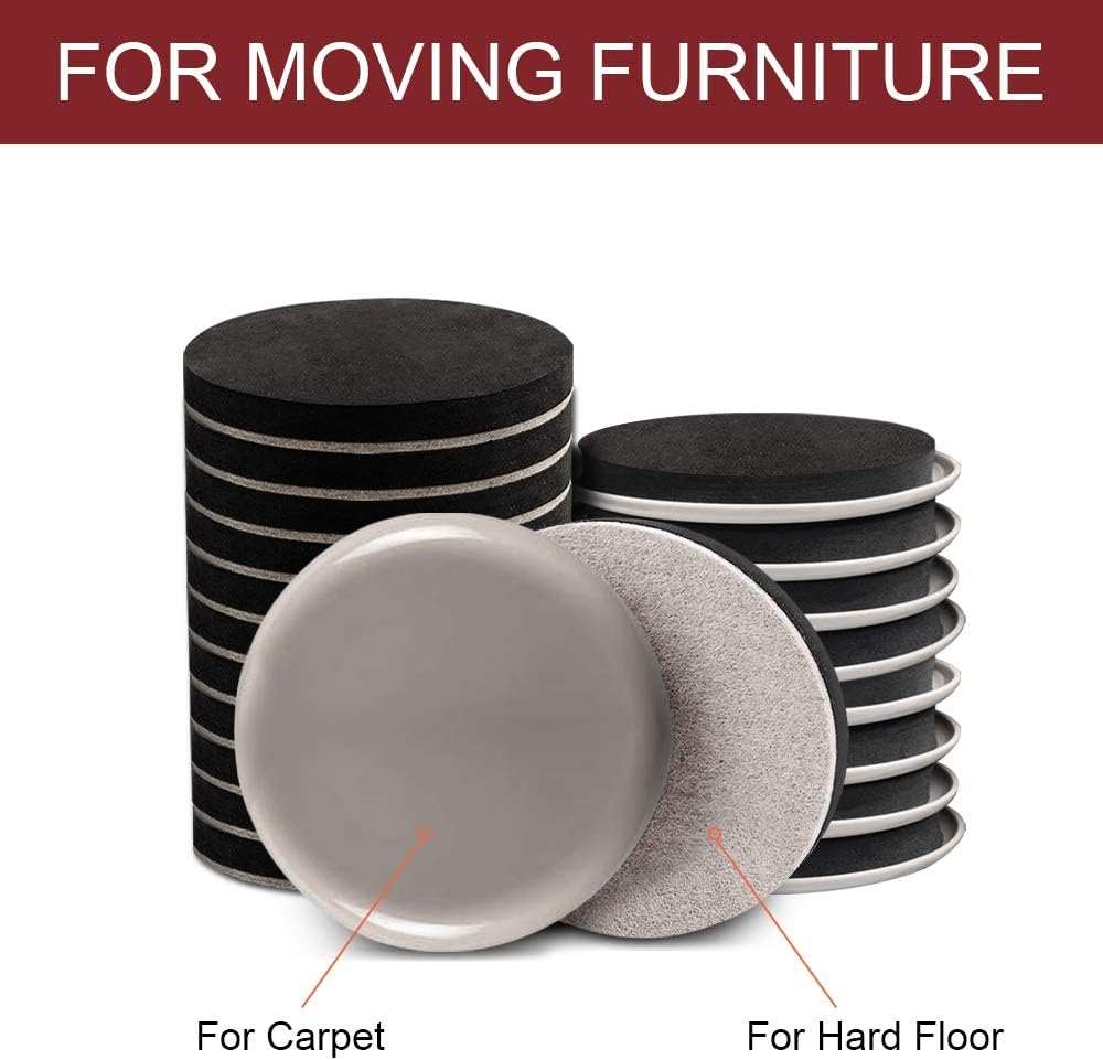 Furniture Sliders, 20pcs-3 1/2” Felt Furniture Sliders for Carpet, Furniture Pads Hardwoods Floors, Heavy Furniture Movers Sliders, Reusable Moving Pads, Floor Protectors for Carpet