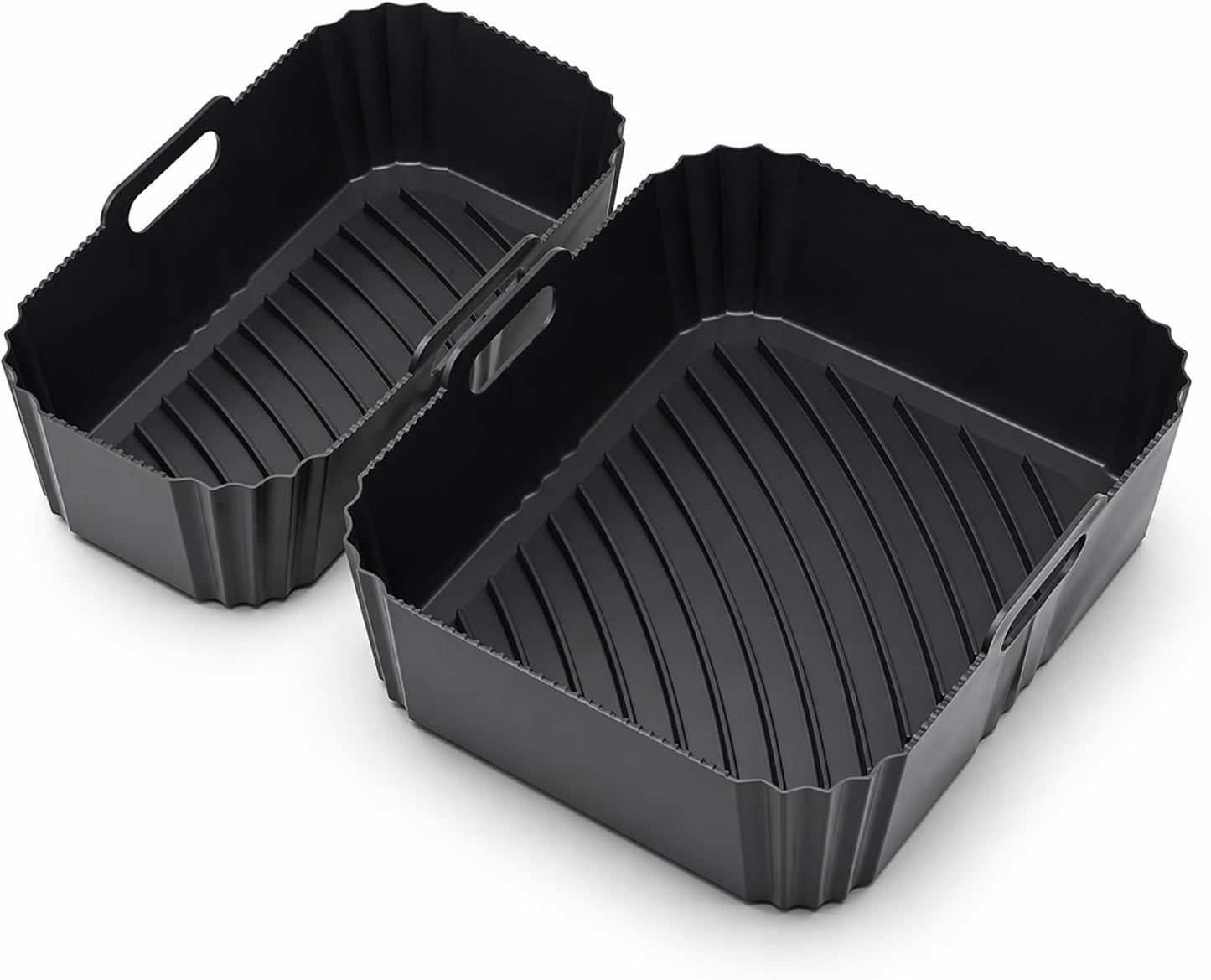 Szyeequoo Silicone Air Fryer Liners 2 Pack for Ninja Dual Zone, 1 Perforated and 1 Solid, Rectangle Reusable Liners for DZ201 DZ401 DZ550 DZ302, COSORI 9QT Instant Chefman Dual Basket Air Fryers