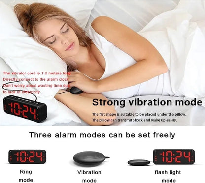 MOZAC Bomb Dual Extra Loud Alarm Clock with Bed Shaker, Black Heavy Sleepers, Battery Backup | Wake with a Shake (Black)