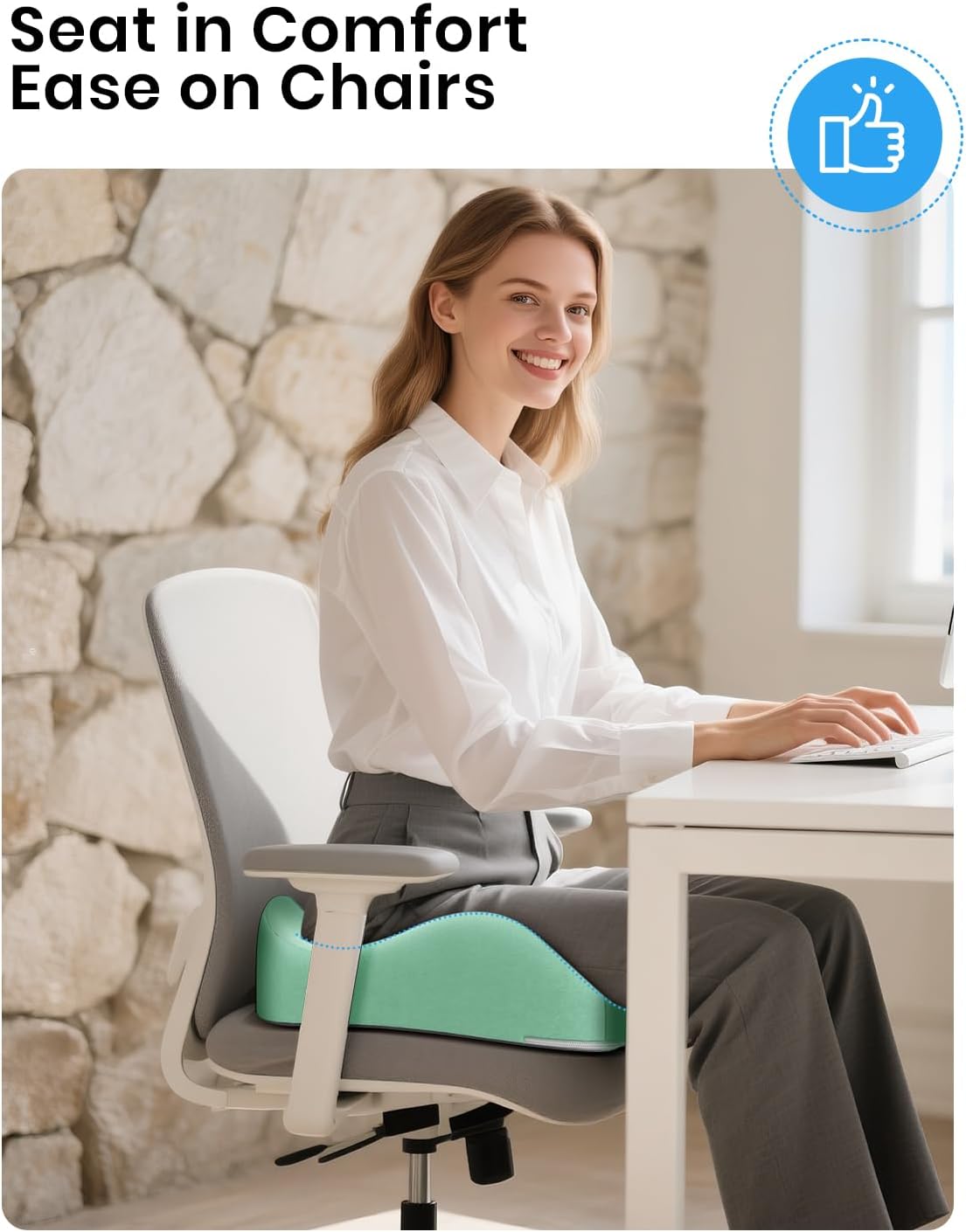 Benazcap Memory Foam Seat Cushion, Ergonomic Office Chair Pressure Relief
