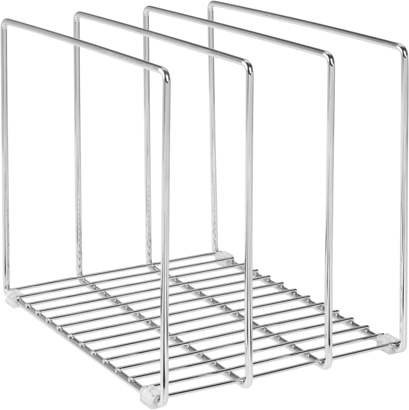 mDesign 3 Slot Tray and Pan Rack — Metal Wire Rack for Pantry and Kitchen Storage — Freestanding Pan Lid Holder Also for Baking Trays and Crockery – Silver