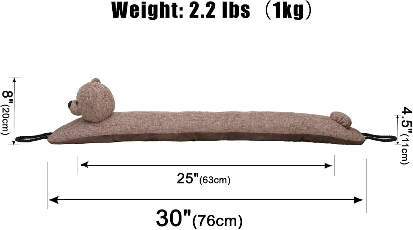 Under Door Draft Stopper Decorative Wind Stopper 36 inch for Door & Window, Weighted Animal Air Draft Stopper for Bottom of Door with Hanging Loops - Brown Dog