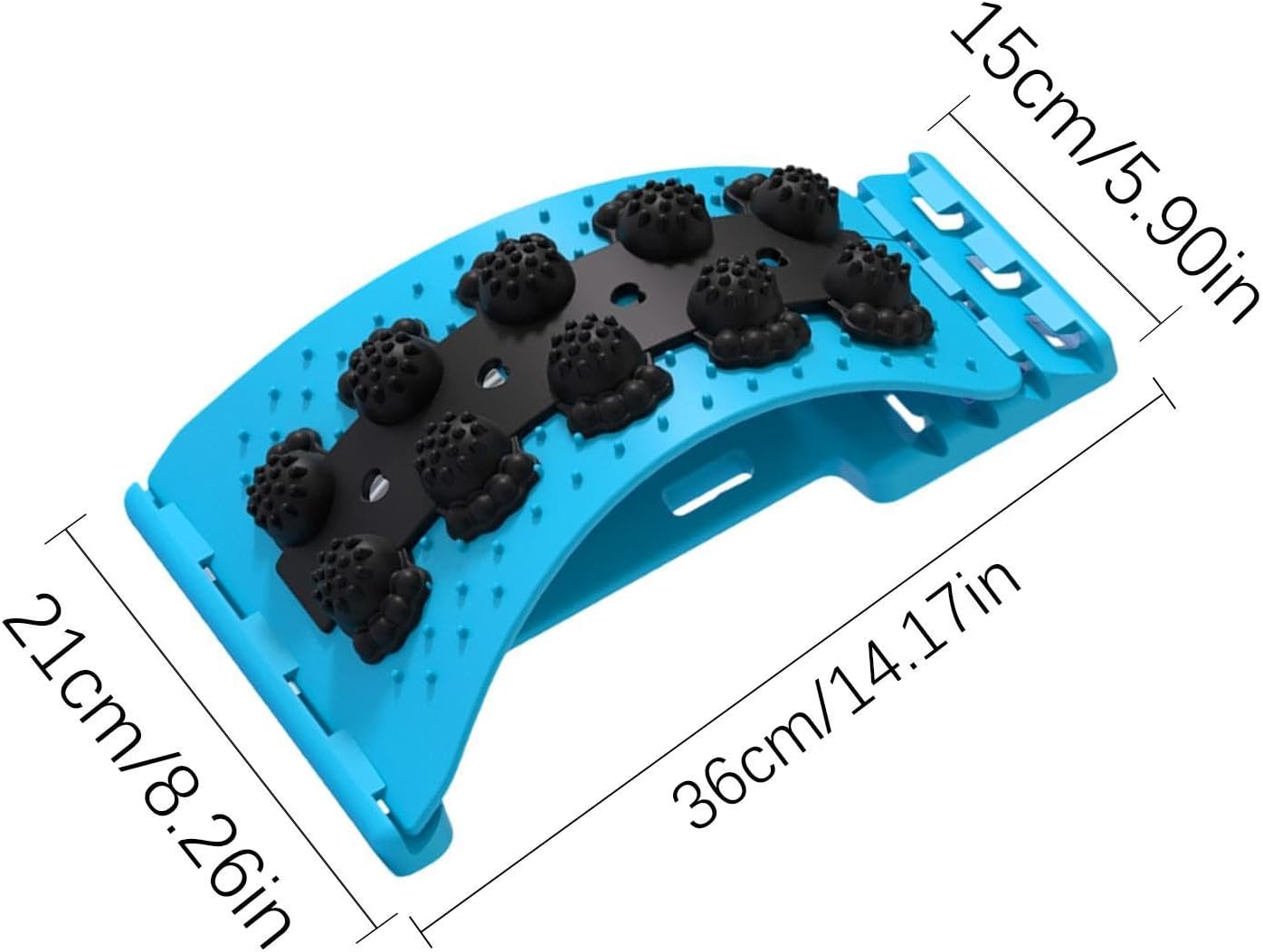 Back Stretcher - Lumbar Spine Relaxer, 4-Level Adjustable Relaxation Board | Yoga Back Stretcher | Scoliosis Massager Device with Black Massage Head for Muscle Alignment Cracking Lower Påin Ŕelief Ho