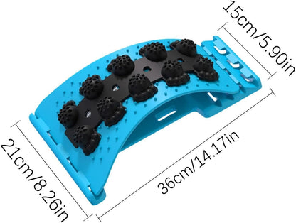 Back Stretcher - Lumbar Spine Relaxer, 4-Level Adjustable Relaxation Board | Yoga Back Stretcher | Scoliosis Massager Device with Black Massage Head for Muscle Alignment Cracking Lower Påin Ŕelief Ho