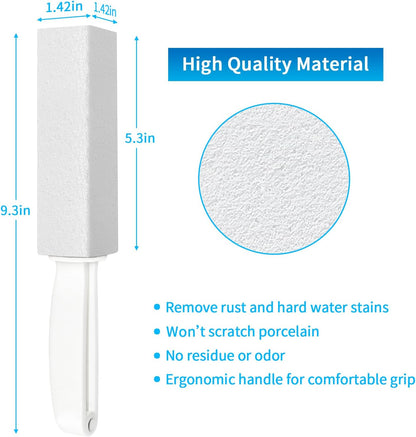 4TH Pumice Stone for Toilet Bowl Cleaning,Pumice Stick with Handle,Cleans Away Limescale Stain,Hard Water Rings, Calcium Buildup,Iron and Rust. Remover for Tile/Bath/Kitchen/Household - 2 Piece