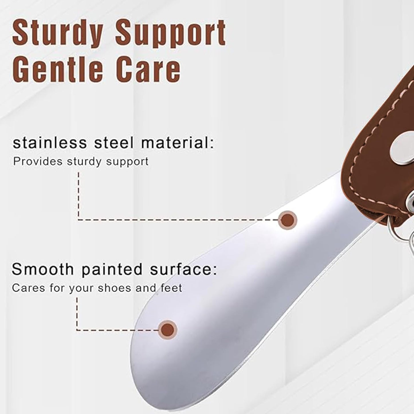 Metal Shoe Horn with Holster, 1 Pc Foldable Shoe Horn with Keychain, Travel Mini Stainless Steel Shoe Spoon
