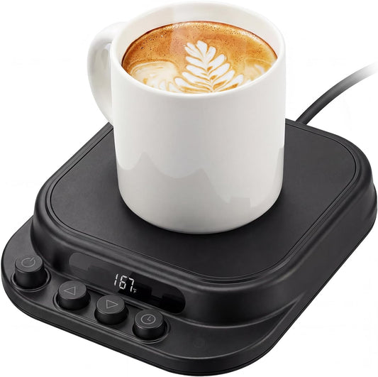 Coffee Mug Warmer for Desk with 7 Temperature Settings, 1–12 Hour Timer, Gravity Sensor and Auto Shutoff, Cup and Candle Warmer for Coffee, Tea and Milk, Black