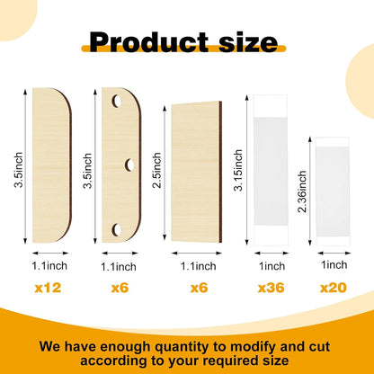 24 Set Wooden Hinge Filler Plates Kit Door Hinge Repair Plate for Kitchen Cabinet Hinges Door Cover Plate Hole Cover Fillers with Double Sided Tape(Log)