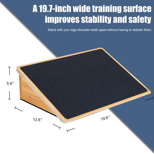 StrongTek Wooden Slant Board, Extra-Wide, Fixed 25° for Deep Squats | 19.7-Inch Platform, 1000 lb Capacity, Non-Slip Surface, Stable Foot Positioning, Knee Mobility and Lower-Body Training