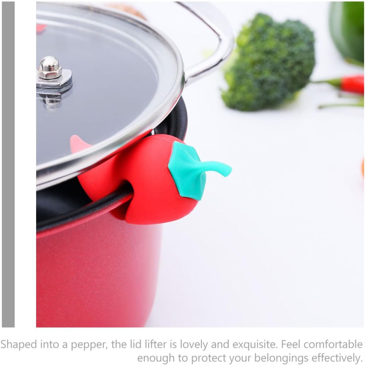 Beaupretty 6pcs Pepper-shaped Silicone Pot Lid Lifters Spill-proof Boil Stoppers Kitchen Pan Spill Guards for Cooking Prevention