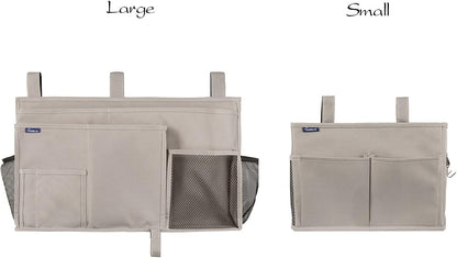 Surblue Bedside Caddy Hanging Organizer Storage Bag Pocket for Bunk, Hospital, College Dorm Rooms, Baby Bed Rails, Camp - 4 Pockets, 2 Hooks (Blue)