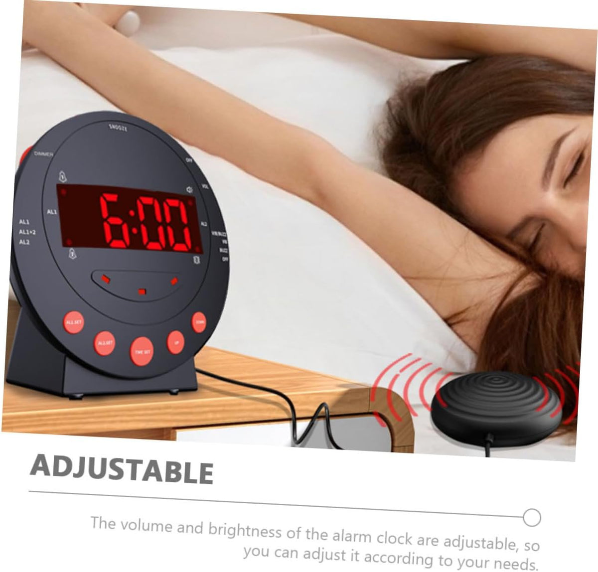 1 Set Loud Alarm Clock with Bed Shaker for Heavy Sleepers Digital Vibration Clock with Non Slip Base and Dual USB Ports for Deaf and Hard of Hearing