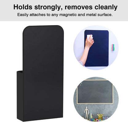 MoKo Magnetic Pen Holder, Pencil Accessories Whiteboard Organizer, White | Magnetic dry erase marker holder has two compartments and an ABS body for whiteboards, refrigerators and lockers.