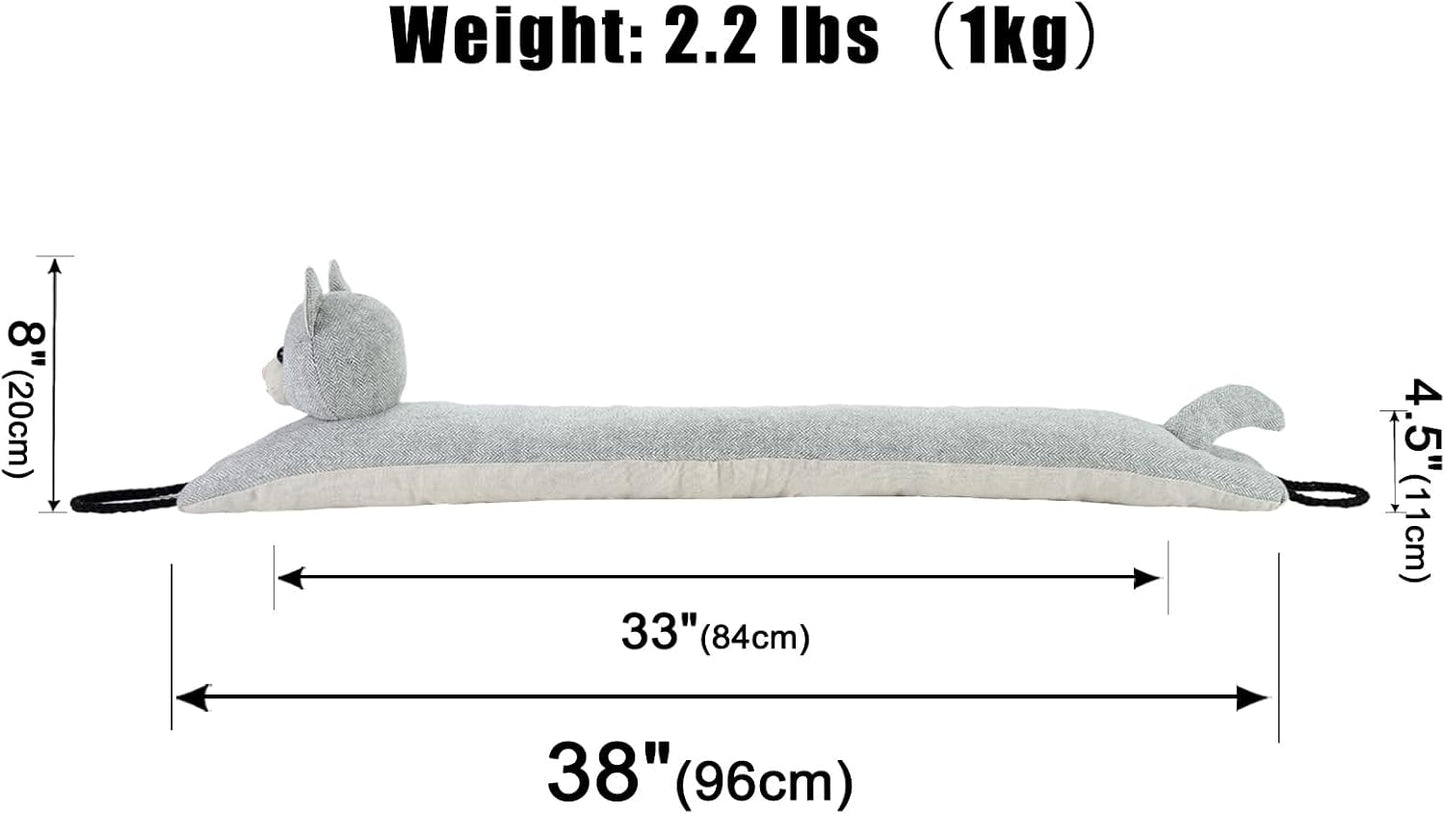 Under Door Draft Stopper Decorative Wind Stopper 36 inch for Door & Window, Weighted Animal Air Draft Stopper for Bottom of Door with Hanging Loops - Brown Dog