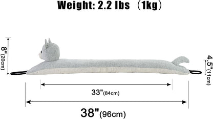 Under Door Draft Stopper Decorative Wind Stopper 36 inch for Door & Window, Weighted Animal Air Draft Stopper for Bottom of Door with Hanging Loops - Brown Dog