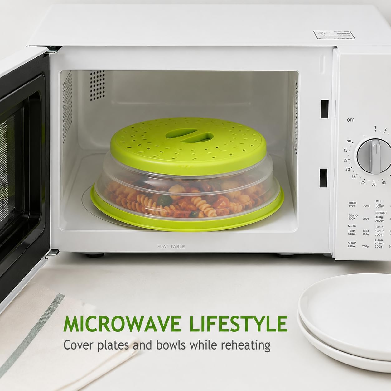 Collapsible Microwave Splatter Cover for Food 10.5 Inch Vented Blue