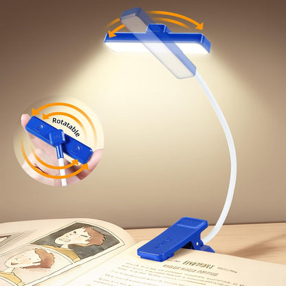 VAVOFO Rechargeable Book Light Rotatable：24 LEDs Reading Light, 3-Color & 9-Brightness Book Lamp, Eye Cared 120Hrs Runtime Lightweight Clip on Led Light for Book Lovers (Black)